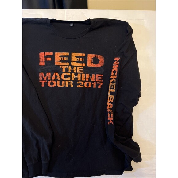 Nickelback 2017 Concert  SZ L Feed the Machine Double Sided Black Long Sleeve - Picture 2 of 4